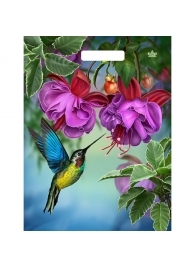 Пакет с принтом в виде колибри в цветах с вырубной ручкой (31х40 см) - Сима-Ленд - купить с доставкой в Балашихе