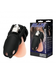Черная клетка для пениса Silicone Small 2 in Cock Cage With Ball Divider - BlueLine - купить с доставкой в Балашихе