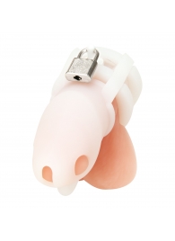 Белая клетка для пениса Silicone Small 2 in Cock Cage With Ball Divider - BlueLine - купить с доставкой в Балашихе