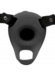 Черный полый страпон с вибрацией 2’’ Erection 28X Smooth Vibrating Silicone Penis Sheath - XR Brands - купить с доставкой в Балашихе