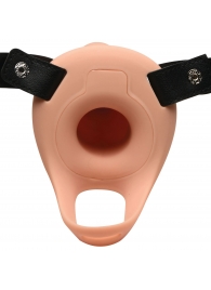 Телесный полый страпон 2  Erection 28X Smooth Vibrating Silicone Penis Sheath - 16 см. - XR Brands - купить с доставкой в Балашихе