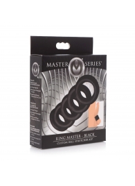 Комплект из 5 черных эрекционных колец для мошонки Ring Master Custom Ball Stretcher Kit - XR Brands - в Балашихе купить с доставкой