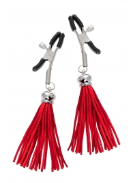 Зажимы на соски «Прищепки» с красными кисточками из замши - Pecado - купить с доставкой в Балашихе