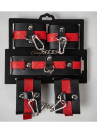 Черно-красный набор фиксаций: наручники, оковы и ошейник - Crazy Handmade - купить с доставкой в Балашихе