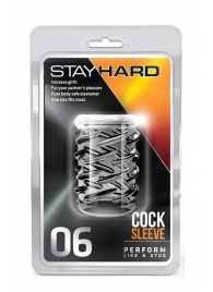 Прозрачная насадка с объёмными чёрточками STAY HARD COCK SLEEVE 06 CLEAR - Blush Novelties - в Балашихе купить с доставкой