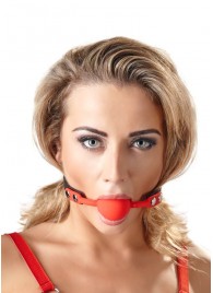 Силиконовый кляп-шар на чёрных ремешках Red Gag silicone - Orion - купить с доставкой в Балашихе