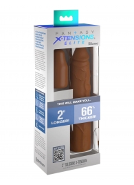 Коричневая насадка на член 2  Silicone X-tension - 20,3 см. - Pipedream - в Балашихе купить с доставкой