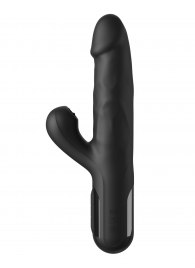 Черный силиконовый вибратор-кролик Sonix Silicone Thruster - 22 см. - Pipedream