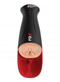 Телесный мастурбатор-вагина в черной колбе с вибрацией Fuck-O-Matic Pro XL - Pipedream - в Балашихе купить с доставкой