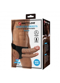 Темно-бежевый фаллопротез для двойного проникновения - 17,5 см. - Baile - купить с доставкой в Балашихе