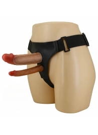 Темно-бежевый фаллопротез для двойного проникновения - 17,5 см. - Baile - купить с доставкой в Балашихе