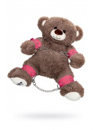 Бондажный набор: бурый мишка с розовыми оковами и наручниками - Pecado - купить с доставкой в Балашихе