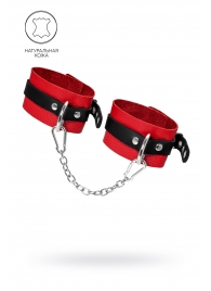 Красно-черные мягкие оковы с одним ремешком и люверсами - Pecado - купить с доставкой в Балашихе