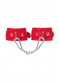 Красные кожаные наручники-браслеты со скруглёнными углами - Pecado - купить с доставкой в Балашихе