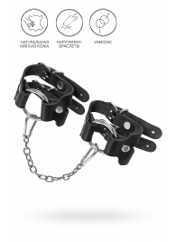 Черные кожаные наручники-браслеты из двух ремешков - Pecado - купить с доставкой в Балашихе