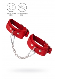 Красные кожаные узкие оковы со скруглёнными углами - Pecado - купить с доставкой в Балашихе