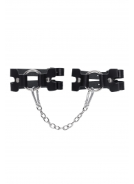 Черные кожаные оковы из двух ремешков - Pecado - купить с доставкой в Балашихе