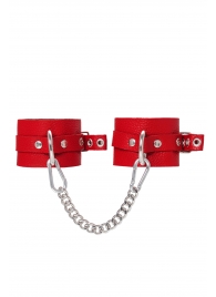 Красные мягкие кожаные оковы с люверсами - Pecado - купить с доставкой в Балашихе