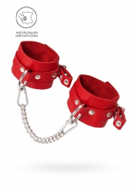 Красные мягкие кожаные оковы с люверсами - Pecado - купить с доставкой в Балашихе