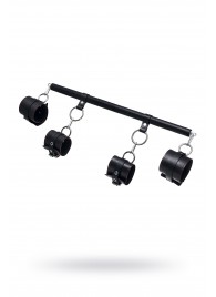 Черная распорка с 4 манжетами для рук и ног - Pecado - купить с доставкой в Балашихе