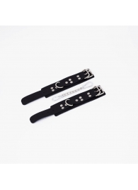 Черные кожаные наручники с регулируемыми ремешками - Crazy Handmade - купить с доставкой в Балашихе