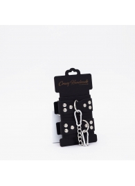 Черные кожаные оковы с регулируемыми ремешками - Crazy Handmade - купить с доставкой в Балашихе