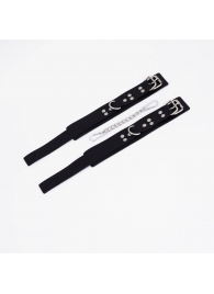 Черные кожаные оковы с регулируемыми ремешками - Crazy Handmade - купить с доставкой в Балашихе