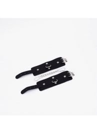 Черные кожаные наручники с хромированной фурнитурой - Crazy Handmade - купить с доставкой в Балашихе