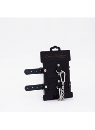 Черные кожаные оковы с хромированной фурнитурой - Crazy Handmade - купить с доставкой в Балашихе