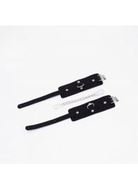 Черные кожаные оковы с хромированной фурнитурой - Crazy Handmade - купить с доставкой в Балашихе