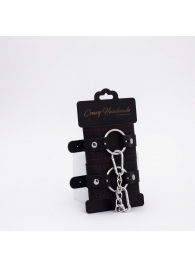 Черно-красные кожаные наручники - Crazy Handmade - купить с доставкой в Балашихе