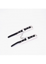 Бело-красные кожаные наручники - Crazy Handmade - купить с доставкой в Балашихе