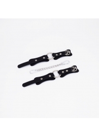 Черные кожаные наручники с кольцом - Crazy Handmade - купить с доставкой в Балашихе