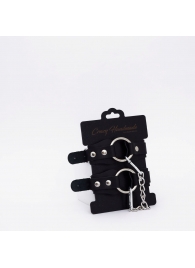 Черные кожаные оковы с кольцом - Crazy Handmade - купить с доставкой в Балашихе