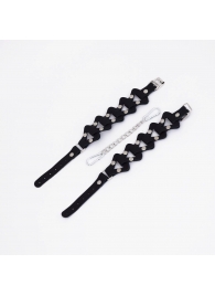 Черные кожаные наручники из звеньев - Crazy Handmade - купить с доставкой в Балашихе