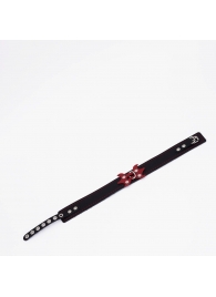 Черный ошейник с красным декором и строчкой - Crazy Handmade - купить с доставкой в Балашихе