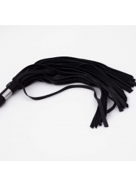 Черный кожаный флоггер со стальной ручкой - 45 см. - Crazy Handmade - купить с доставкой в Балашихе