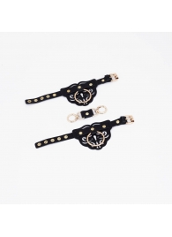Черные наручники с золотистой фурнитурой - Crazy Handmade - купить с доставкой в Балашихе
