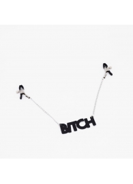 Зажимы на соски с кожаной подвеской Bitch - Crazy Handmade - купить с доставкой в Балашихе