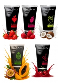 Набор из 5 съедобных лубрикантов JUJU (клубника, малина, тропические фрукты, вишня, кокос) - JuJu - купить с доставкой в Балашихе