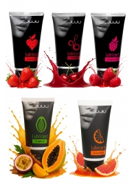 Набор из 5 съедобных лубрикантов JUJU (клубника, малина, тропические фрукты, вишня, грейпфрут) - JuJu - купить с доставкой в Балашихе