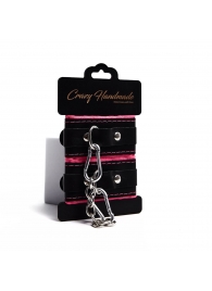 Черно-розовые скругленные наручники с мягкой подкладкой - Crazy Handmade - купить с доставкой в Балашихе
