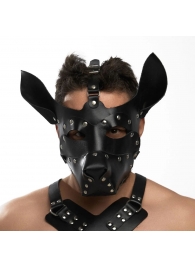 Черная кожаная маска «Собака» - Crazy Handmade - купить с доставкой в Балашихе