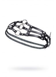 Черный кожаный пояс с кольцами - Pecado - купить с доставкой в Балашихе