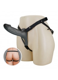 Черный полый мужской страпон London - 16,8 см. - Baile - купить с доставкой в Балашихе