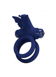 Синее эрекционное кольцо с вибростимуляцией клитора - Baile - в Балашихе купить с доставкой