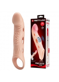 Телесная удлиняющая насадка с рельефом и вибрацией Brad - 21,3 см. - Baile - в Балашихе купить с доставкой