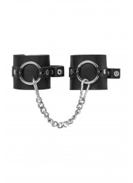Черные наручники из толстой натуральной кожи с люверсами - Pecado - купить с доставкой в Балашихе