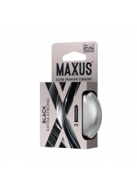 Черные утолщенные презервативы MAXUS Extra Strong с железным кейсом - 3 шт. - Maxus - купить с доставкой в Балашихе