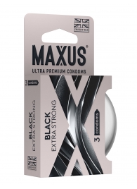 Черные утолщенные презервативы MAXUS Extra Strong с железным кейсом - 3 шт. - Maxus - купить с доставкой в Балашихе